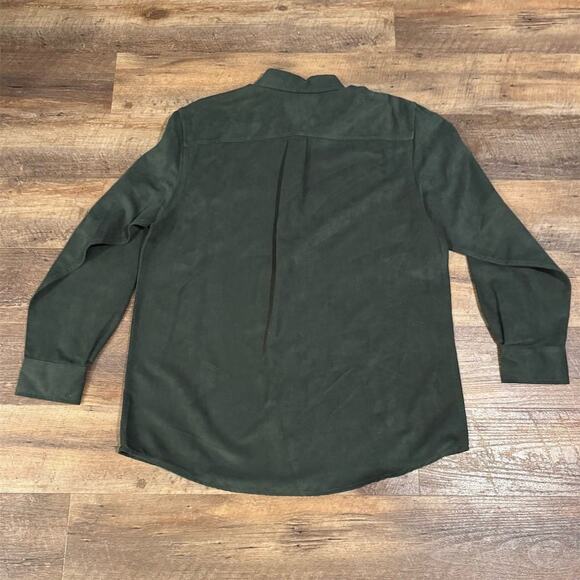 Covington Forest Green Faux Suede Long Sleeve Button-Up Shirt Green L Christmas - Picture 2 of 9